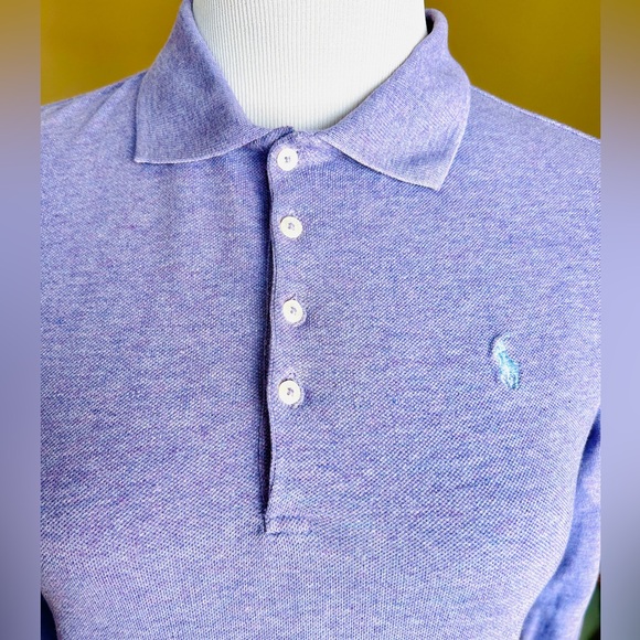 Polo Ralph Lauren Girls' XL Long Sleeve Stretch Mesh Polo Dress in Lilac Purple - Picture 5 of 9